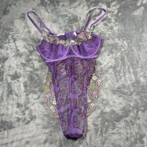 Savage X Fenty Purple & green paisley lace bodysuit
